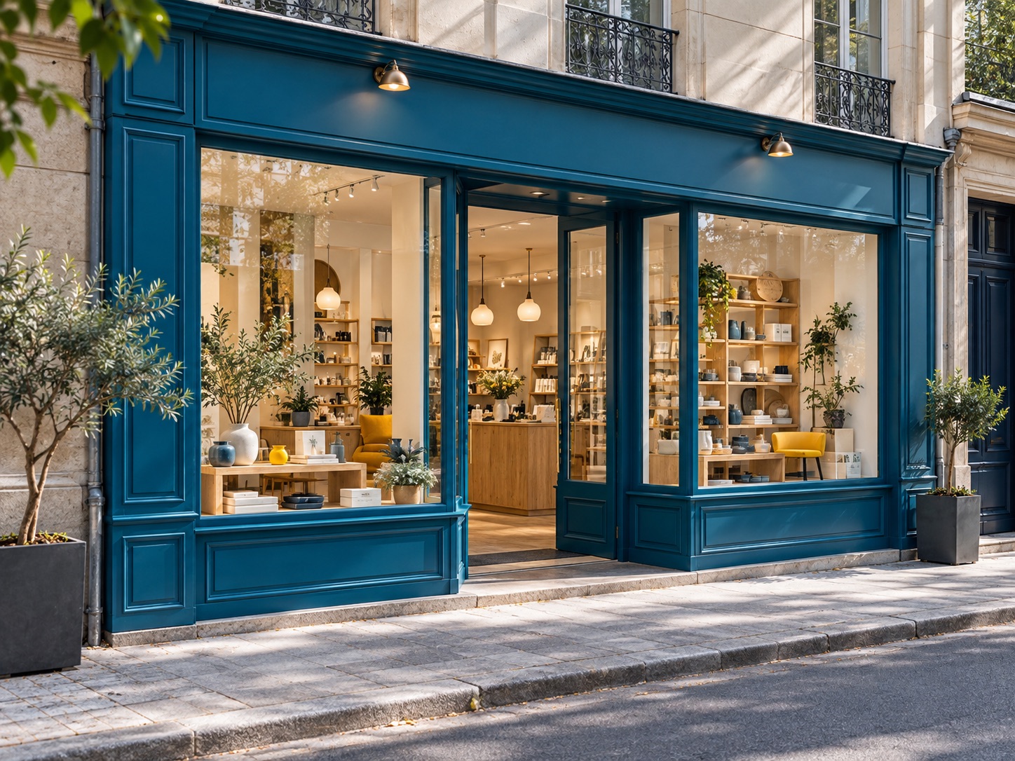 Élégante boutique bleu pétrole
